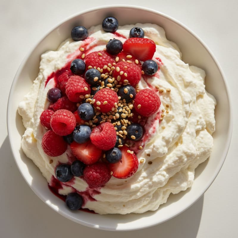 Silky Greek Yogurt Protein Mousse with Mixed Berries
