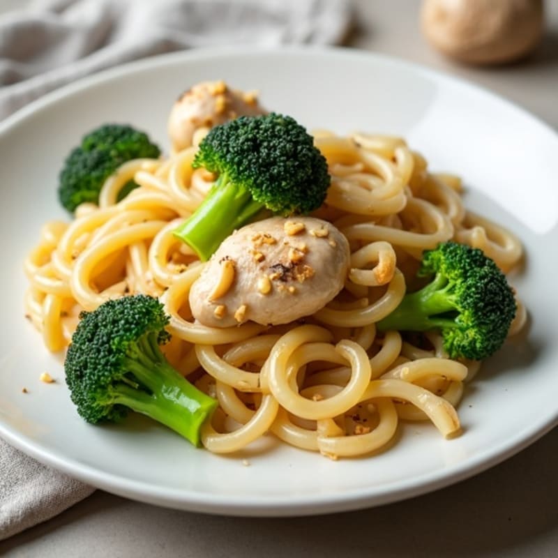 Creamy Cashew Chicken Pasta with Roasted Broccoli
