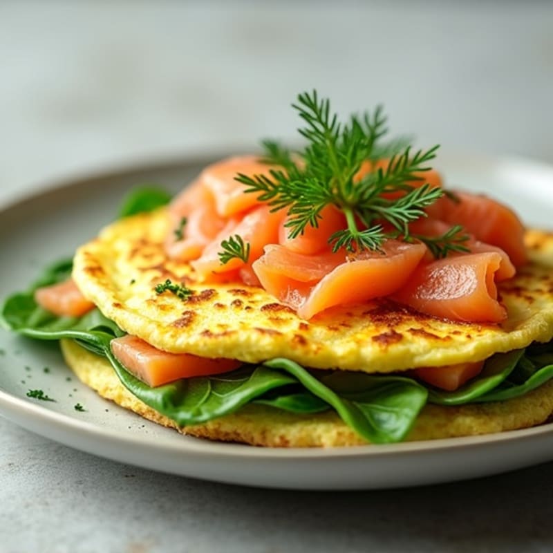 Fluffy Salmon and Spinach Omelette with Fresh Herbs
