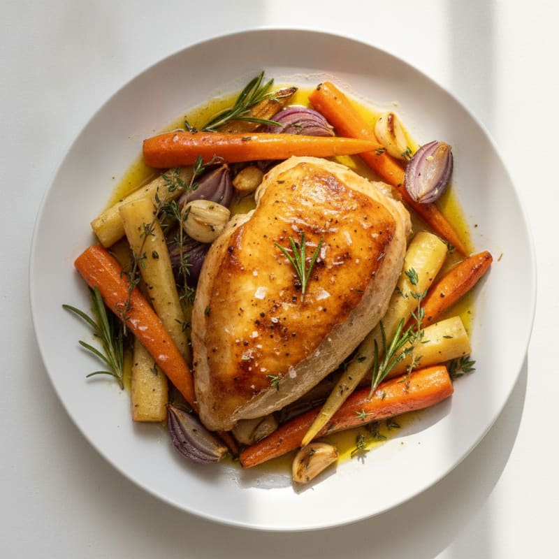 Garlic Herb Roasted Chicken with Root Vegetables