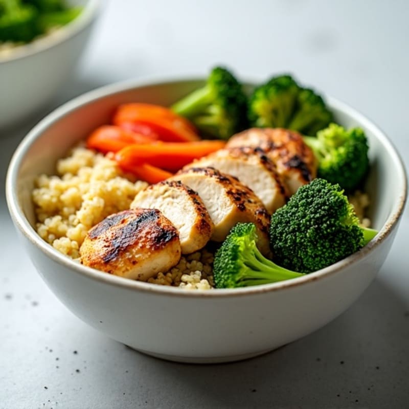 Grilled Chicken and Quinoa Power Bowl with Roasted Broccoli