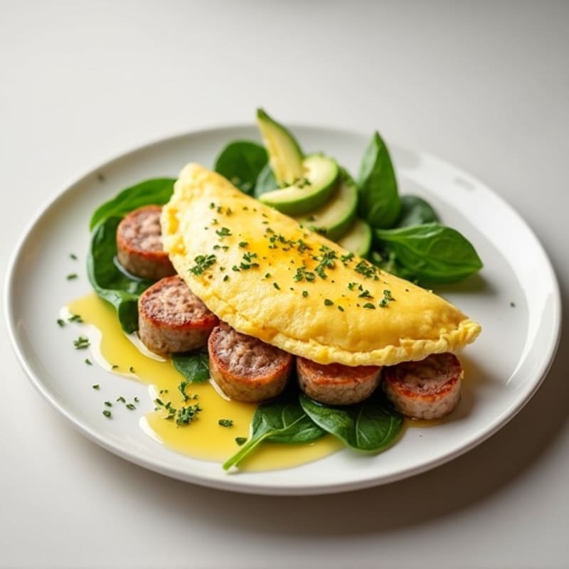 Egg White Omelette with Turkey Sausage and Spinach