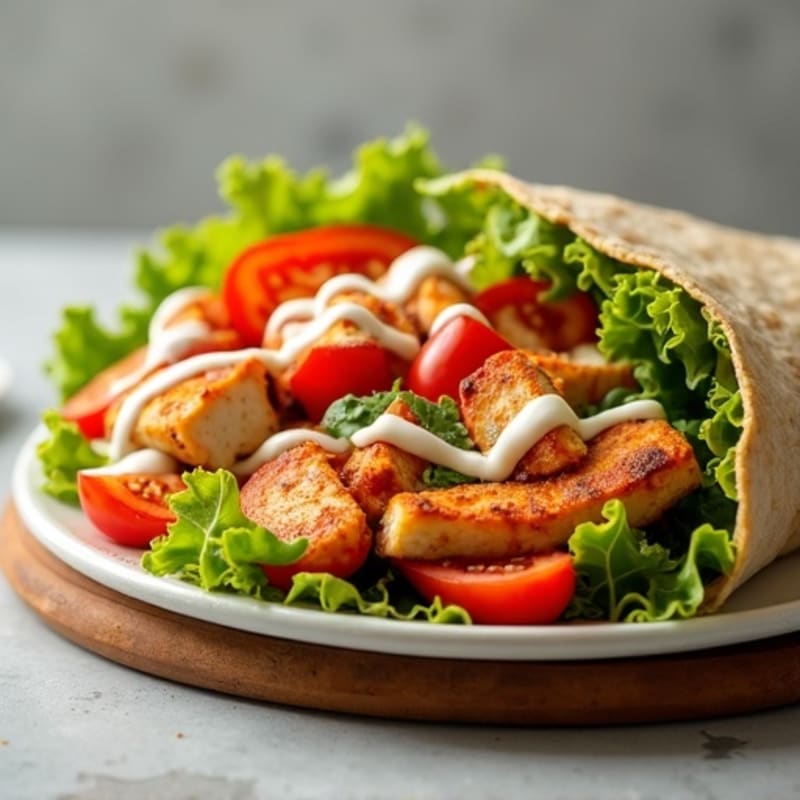 Grilled Buffalo Chicken Ranch Wrap with Fresh Veggies