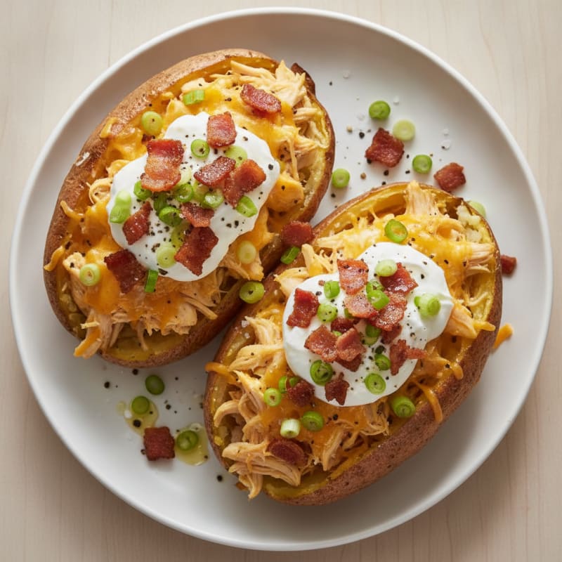 Loaded Baked Potatoes with Crispy Bacon