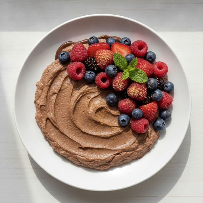 Silky Tofu Protein Pudding with Mixed Berries