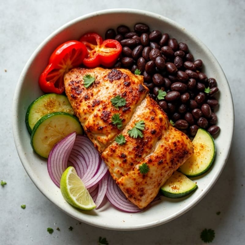Spicy Chipotle Chicken and Roasted Vegetable Bowl