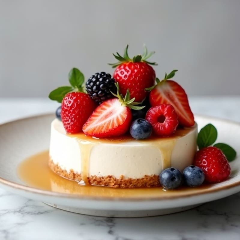 Greek Yogurt Protein Cheesecake with Mixed Berries