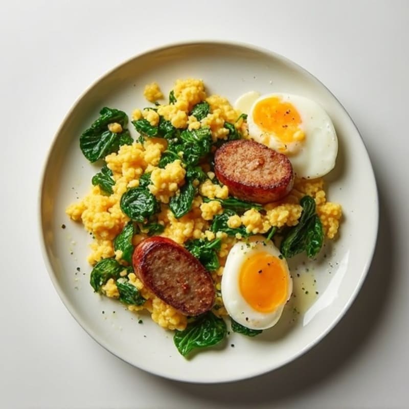 Egg White Scramble with Spinach and Turkey Sausage