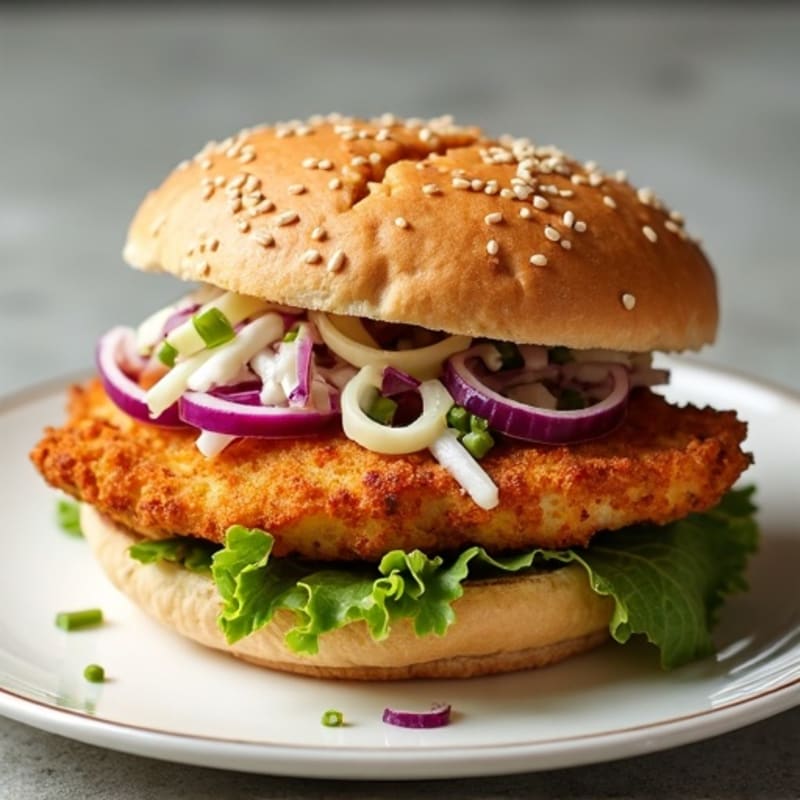 Crispy Air-Fried Chicken Sandwich with Fresh Slaw