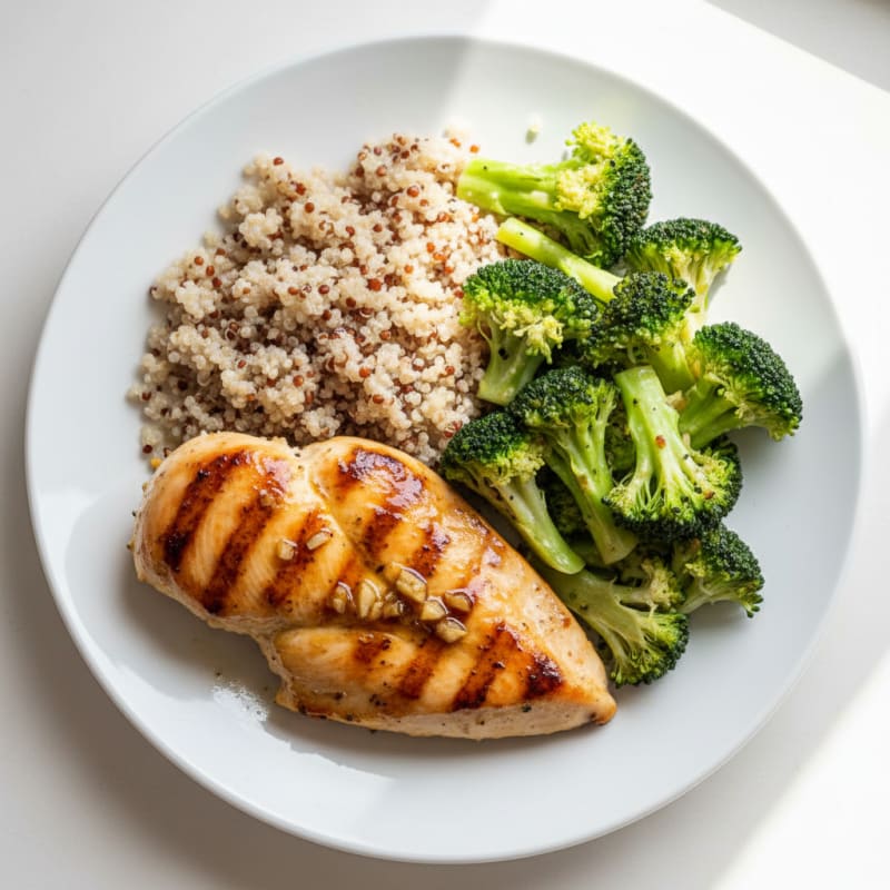 Grilled Chicken Breast with Quinoa and Steamed Broccoli