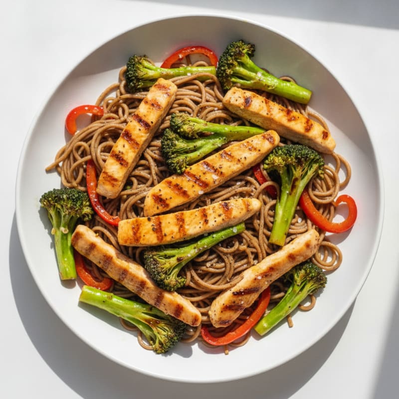 Garlic-Ginger Noodles with Roasted Vegetables
