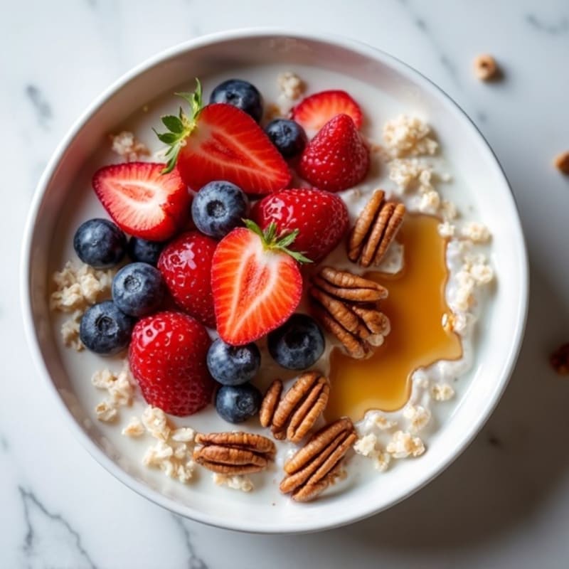 Creamy Gluten-Free Oatmeal with Fresh Berries and Toasted Pecans