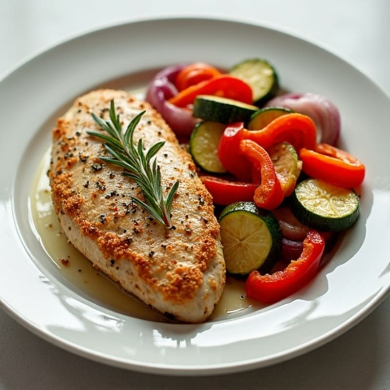 Herb-Crusted Pan Seared Chicken with Roasted Vegetables