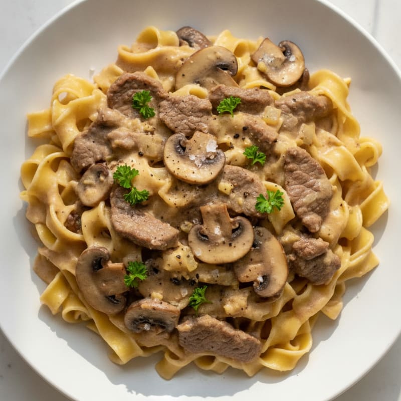 Classic Beef Stroganoff with Egg Noodles