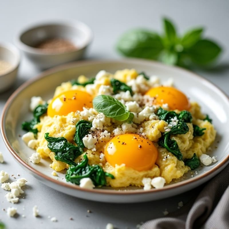 Quick Spinach and Feta Scrambled Eggs