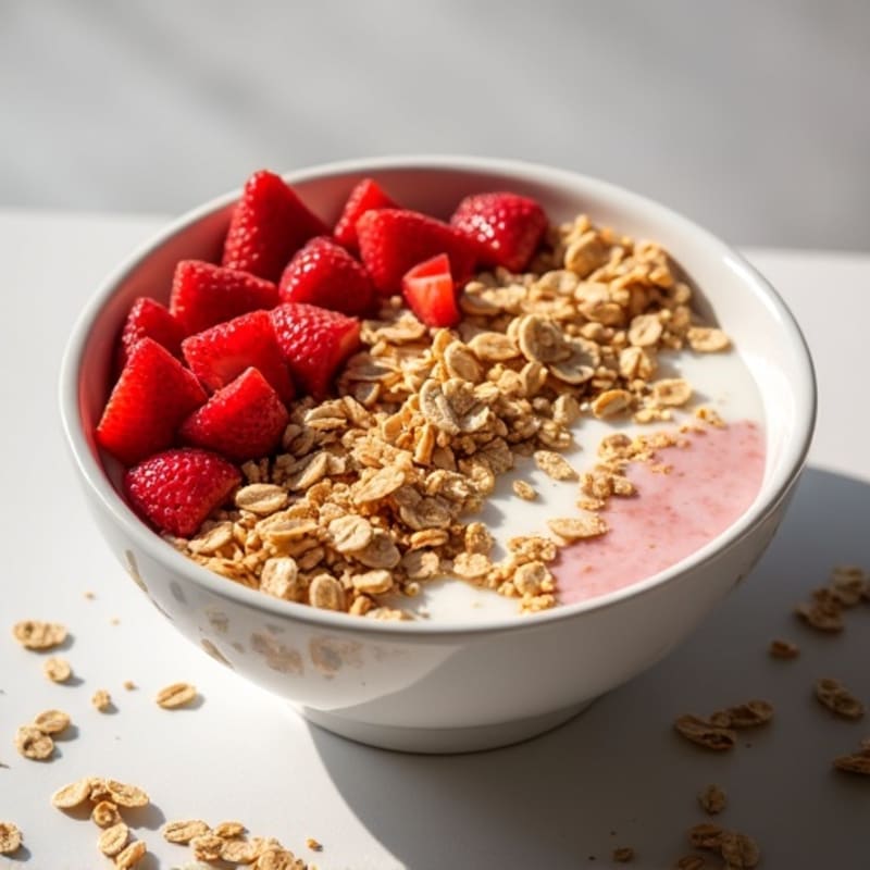Creamy Strawberry Protein Bowl with Toasted Oat Crumble