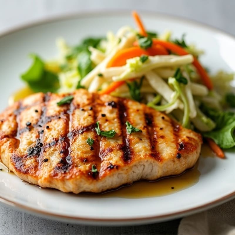 Grilled Chicken Breast with Crunchy Cabbage Slaw