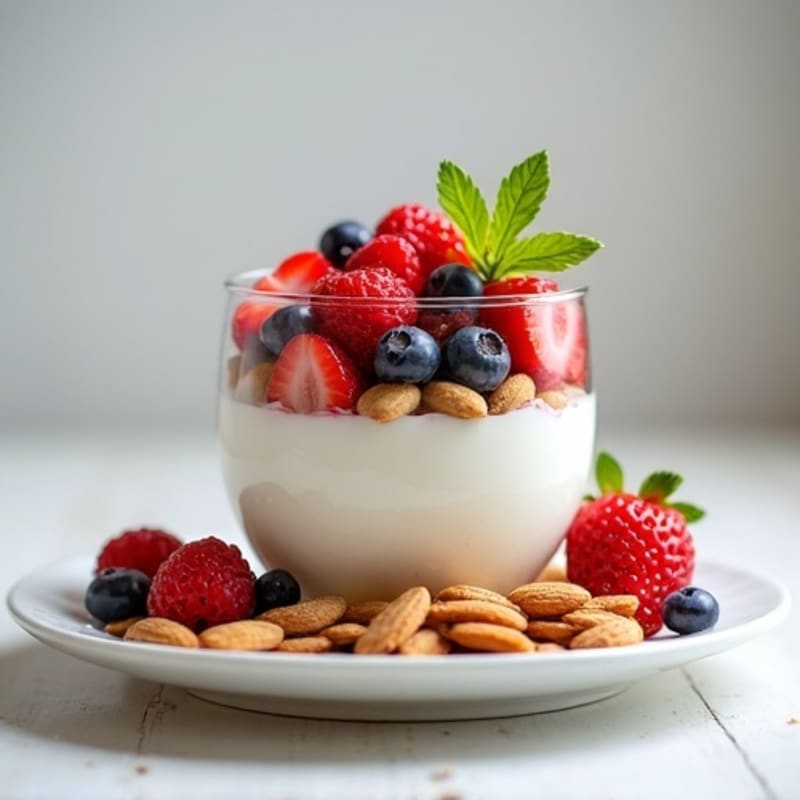 Greek Yogurt Protein Parfait with Berries and Almonds