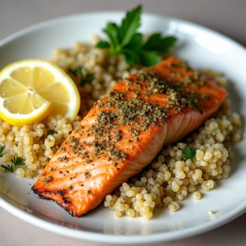 Herb-Crusted Seared Salmon with Quinoa