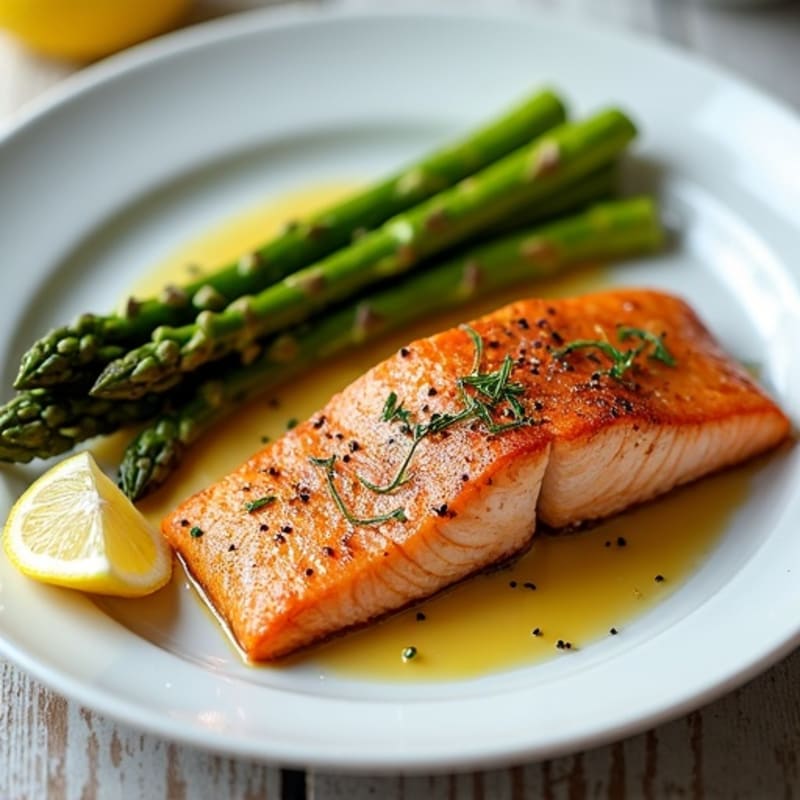 Crispy Pan-Seared Salmon with Roasted Asparagus