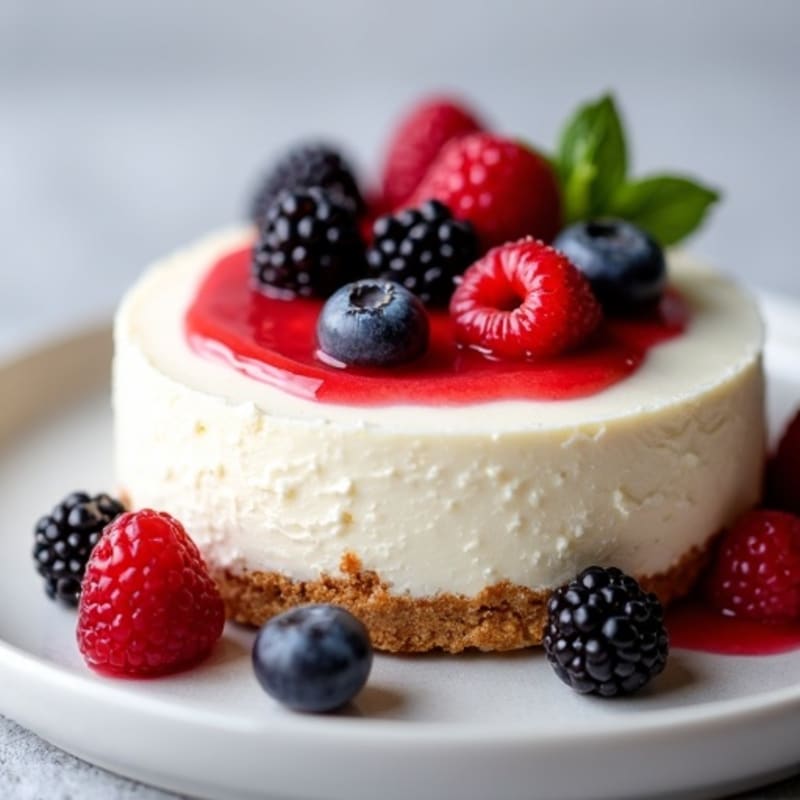 Greek Yogurt Protein Cheesecake with Mixed Berries