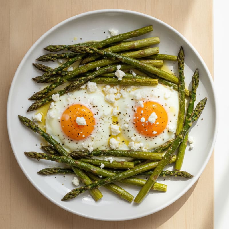 Baked Eggs with Roasted Asparagus