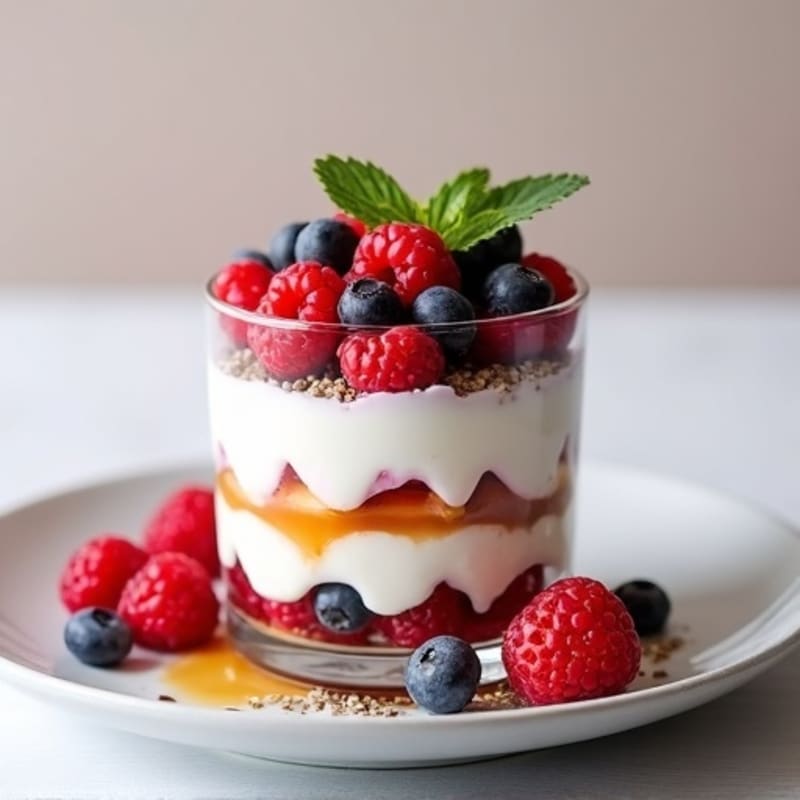 Greek Yogurt Protein Parfait with Mixed Berries
