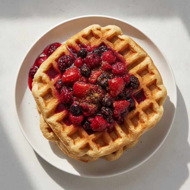 Classic Buttermilk Waffles with Berry Compote