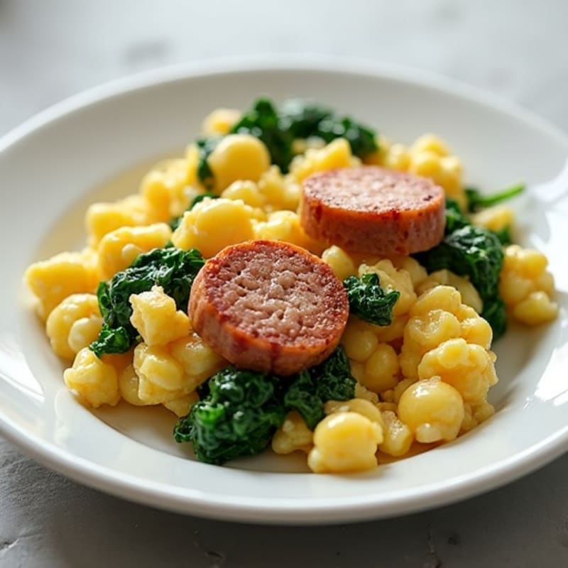 Egg White Scramble with Turkey Sausage and Spinach