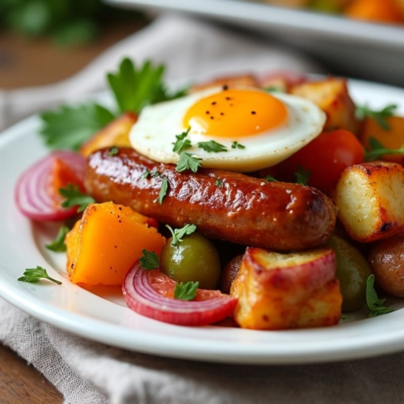 Sheet Pan Lean Sausage and Crispy Potato Bake with Bell Peppers