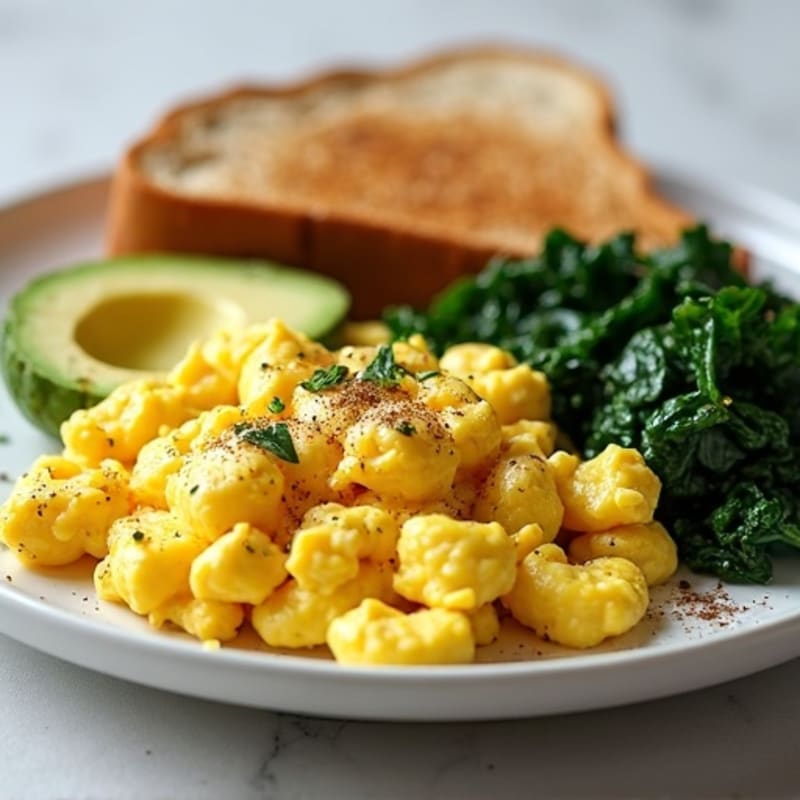Scrambled Egg Whites with Sautéed Spinach and Turkey Sausage