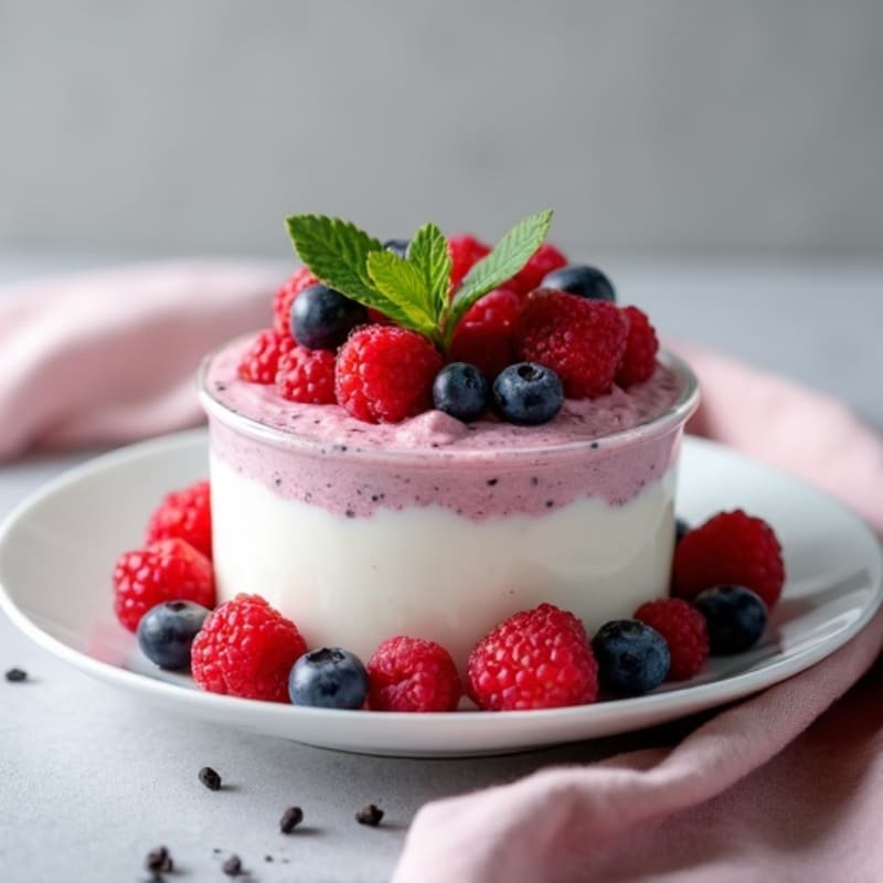 Greek Yogurt Protein Mousse with Mixed Berries