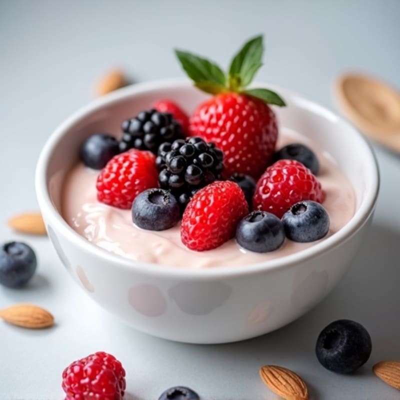 Silky Greek Yogurt Protein Pudding with Mixed Berries