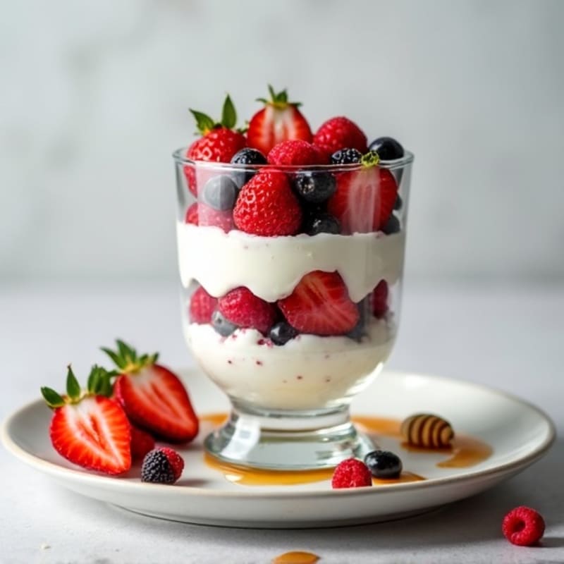 Greek Yogurt Protein Parfait with Mixed Berries and Almonds