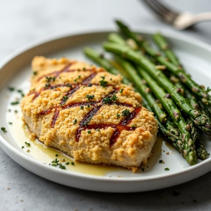 Garlic Herb-Crusted Chicken with Roasted Asparagus