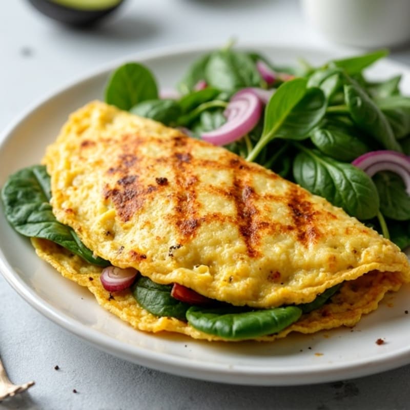 Egg White Omelette with Grilled Chicken and Spinach