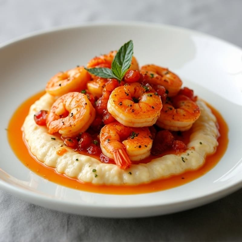 Spicy Pan-Seared Shrimp with Creamy Savory Grits