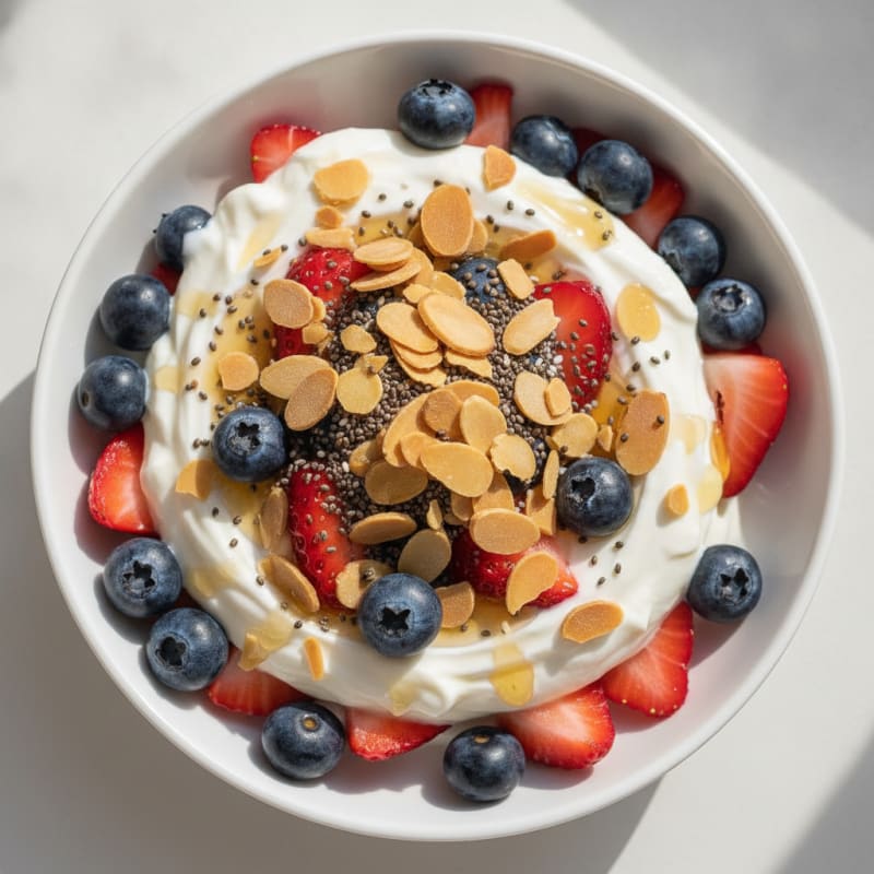 Creamy Greek Yogurt Parfait with Mixed Berries and Almonds