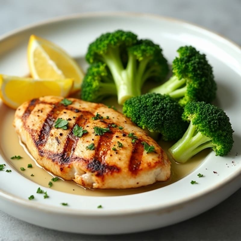 Grilled Lemon Chicken Breast with Steamed Broccoli
