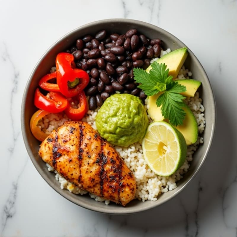 Cilantro-Lime Chicken Burrito Bowl with Cauliflower Rice