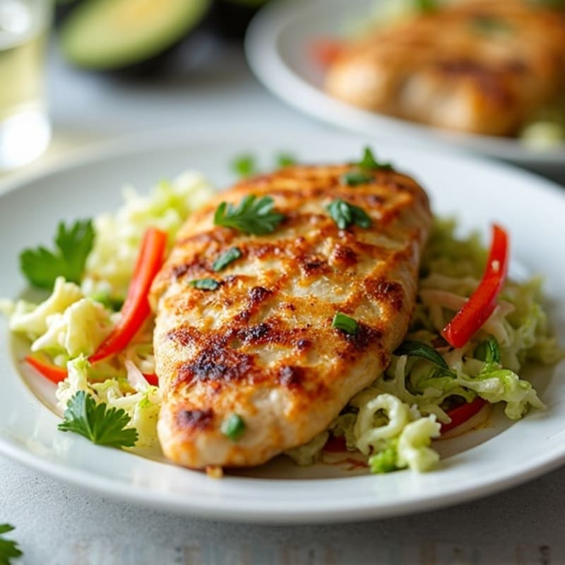 Grilled Chicken Breast with Crunchy Cabbage Slaw