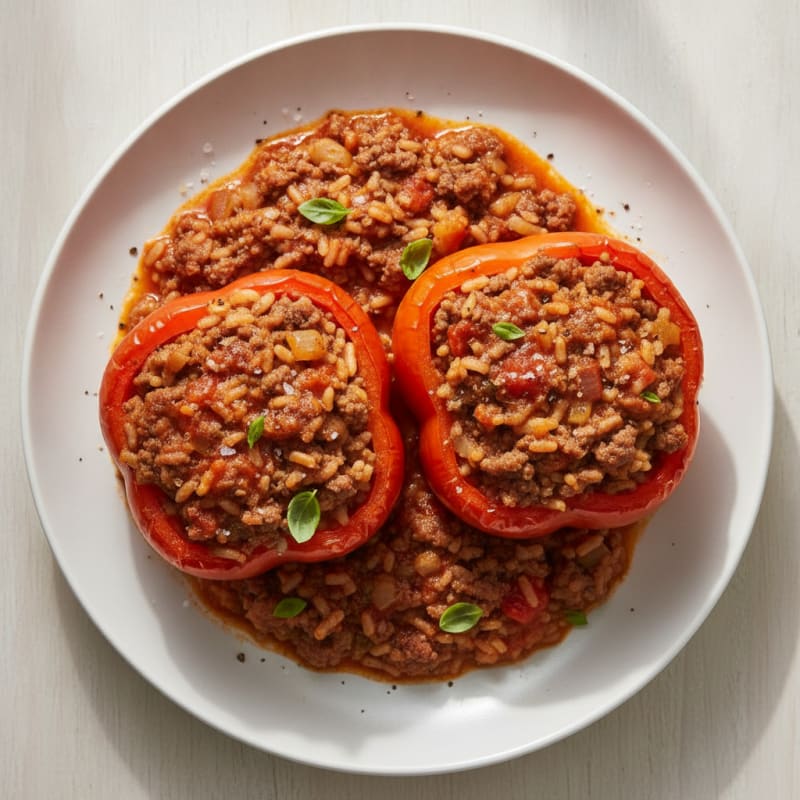 Beef and Rice Stuffed Bell Peppers