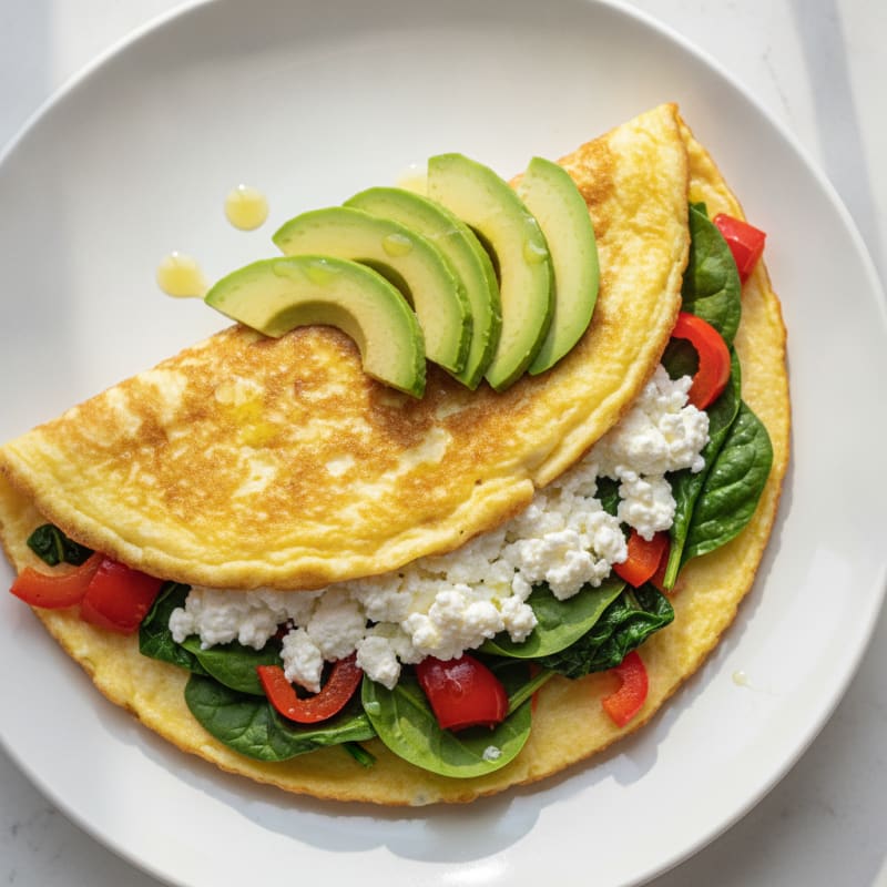 Egg White Vegetable Omelet with Cottage Cheese