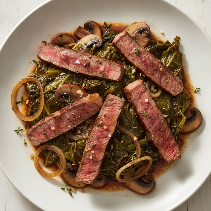 Pan-Seared Steak with Braised Cabbage