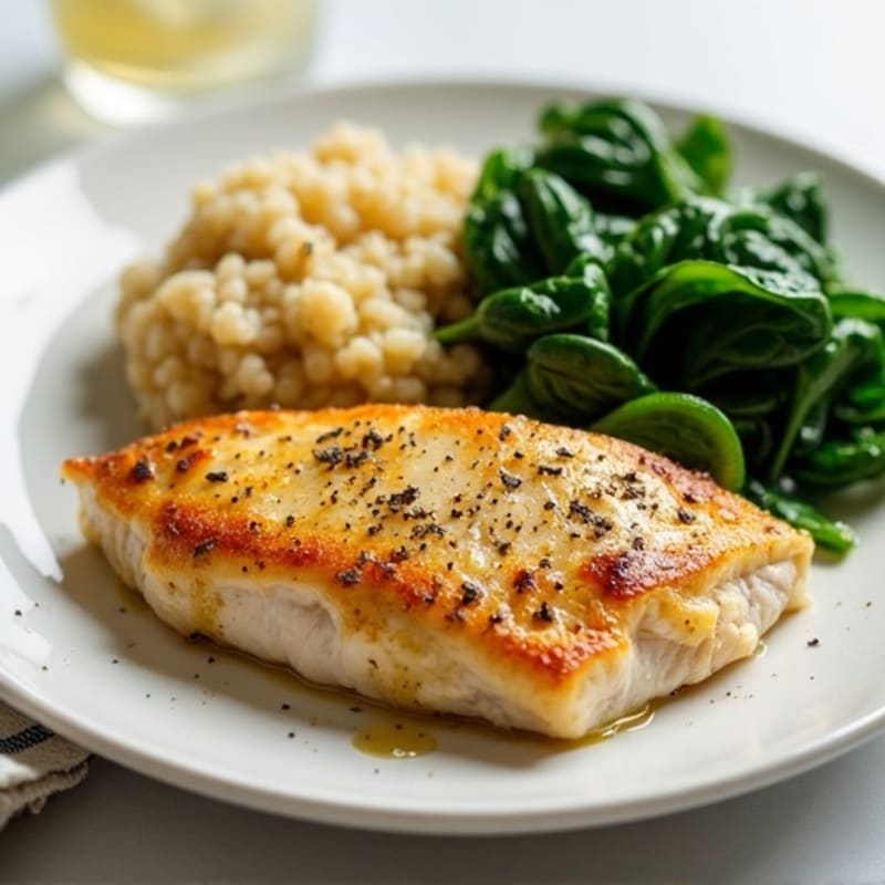 Lemon Garlic Pan-Seared Chicken with Sautéed Greens