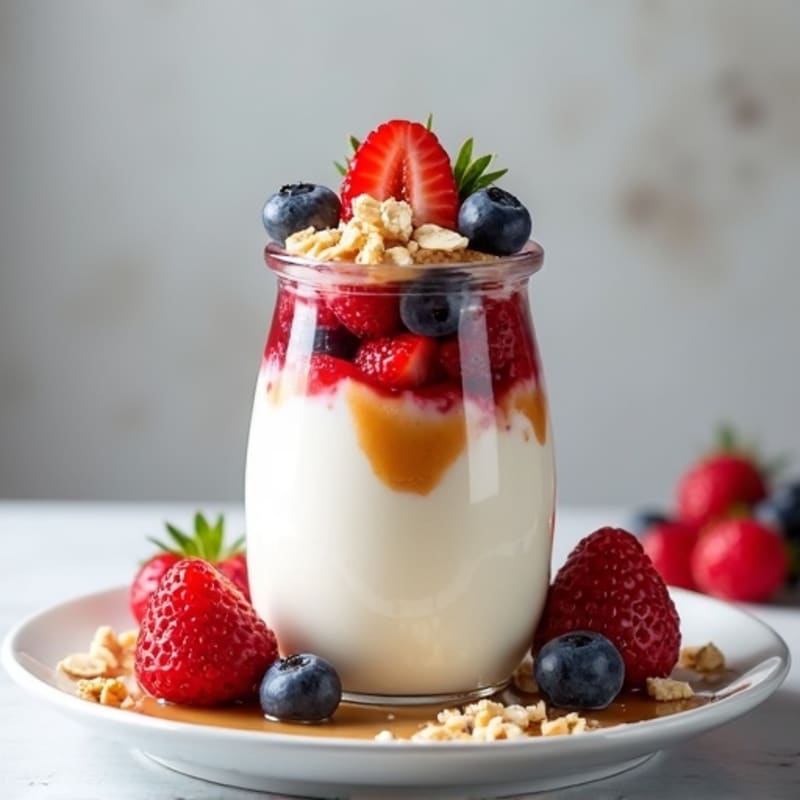 Greek Yogurt Protein Parfait with Mixed Berries and Almond Butter