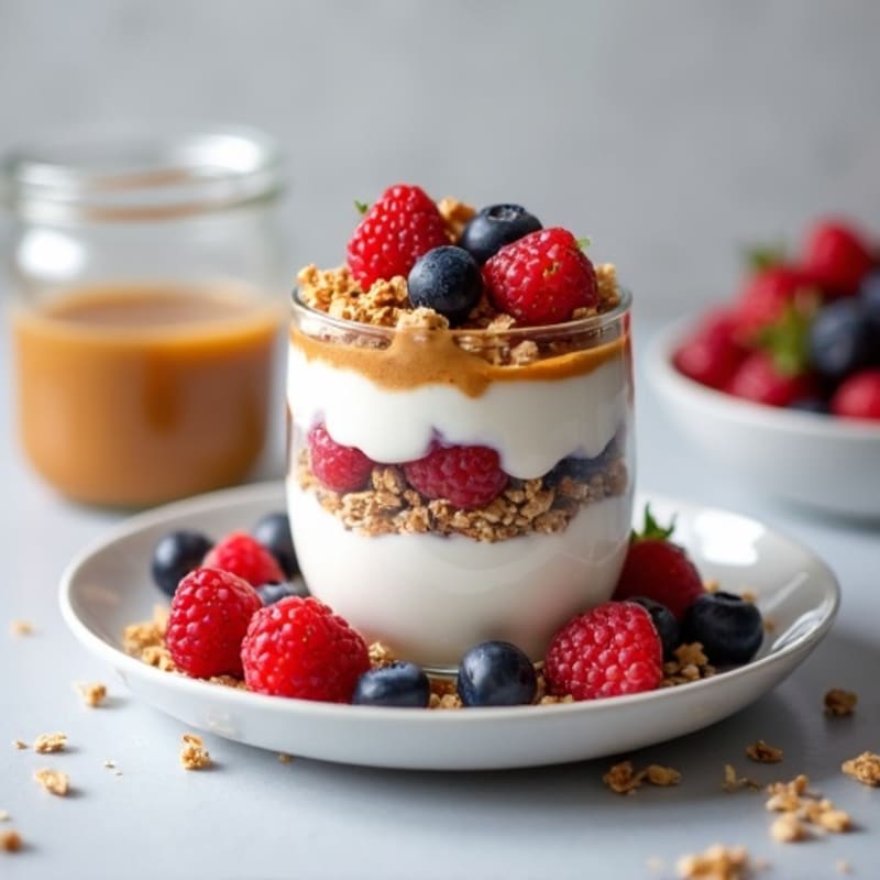 Greek Yogurt Parfait with Mixed Berries and Almond Butter