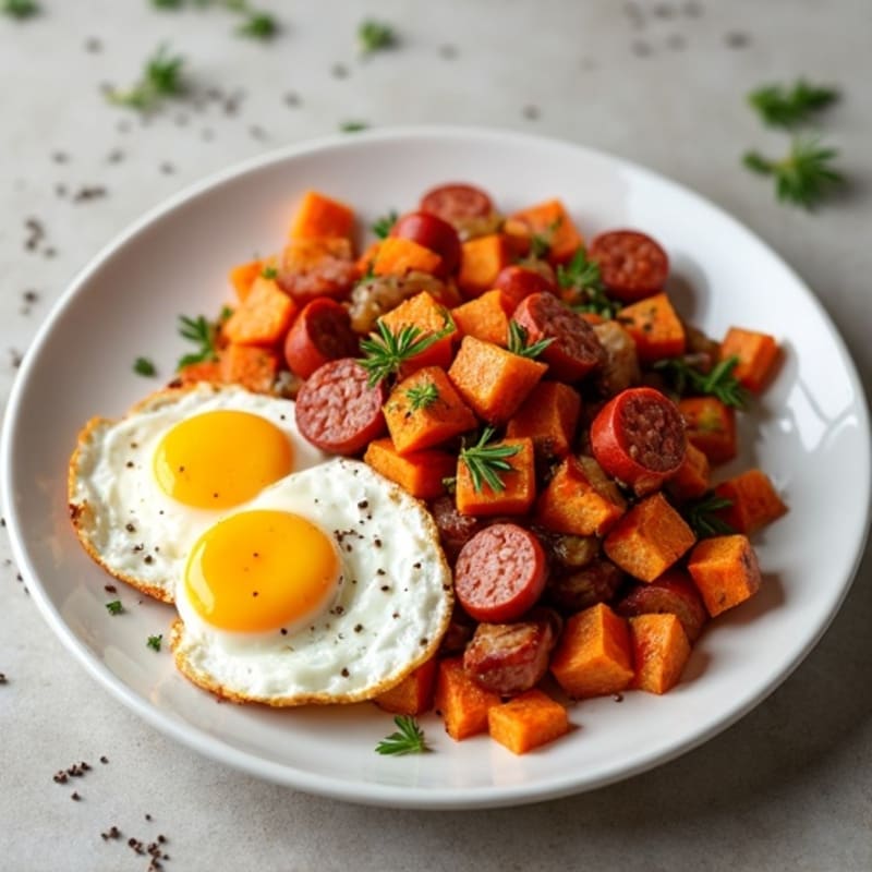 Crispy Roasted Sweet Potato Hash with Caramelized Onions