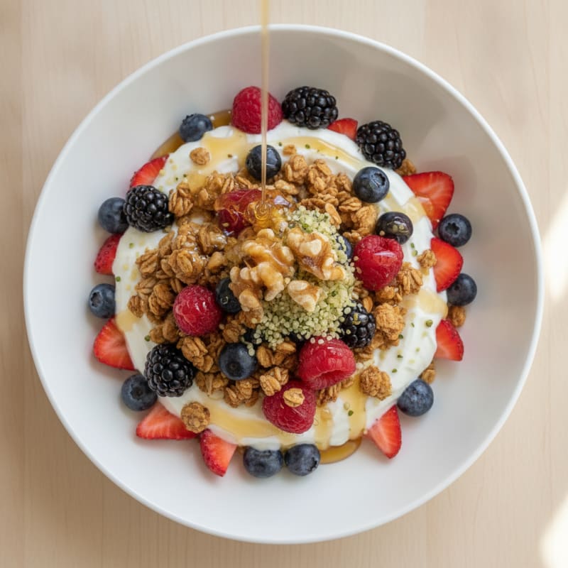 Greek Yogurt Protein Parfait with Mixed Berries
