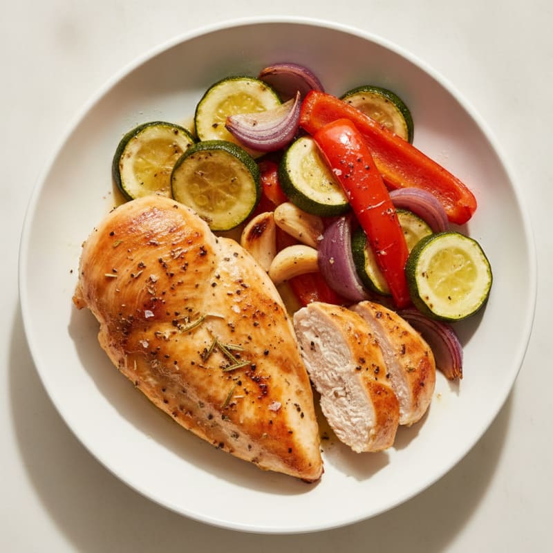 Mediterranean Herb-Roasted Chicken with Roasted Vegetables